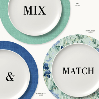 Mint Flower Charger Plate Covers - Set of 4