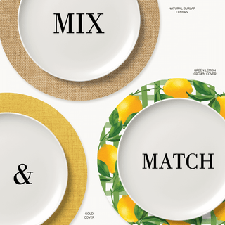 Green Lemon Crown Charger Plate Covers - Set of 4