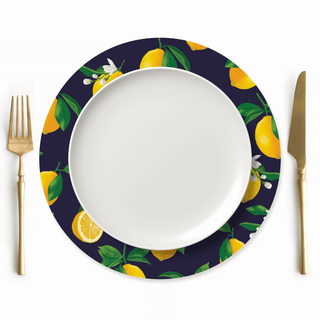 Navy Sicilian Lemon Charger Plate Covers - Set of 4