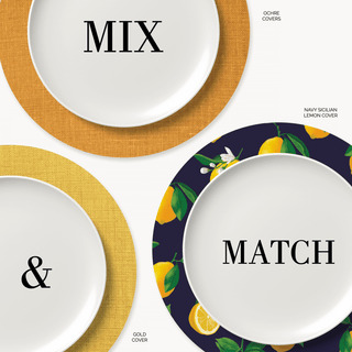 Navy Sicilian Lemon Charger Plate Covers - Set of 4
