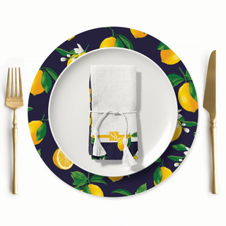 Navy Sicilian Lemon Napkins - Set of 4