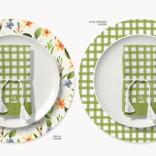 Olive Checkers Napkins - Set of 4